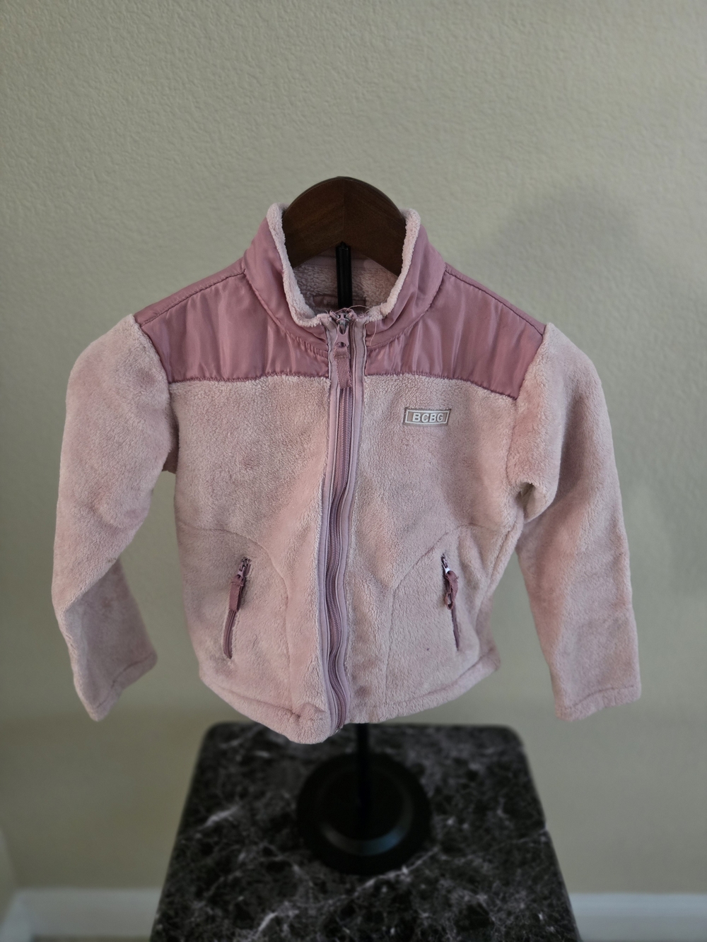 BCBGirls Light Pink Plush Zip-Up Hoodie Jacket